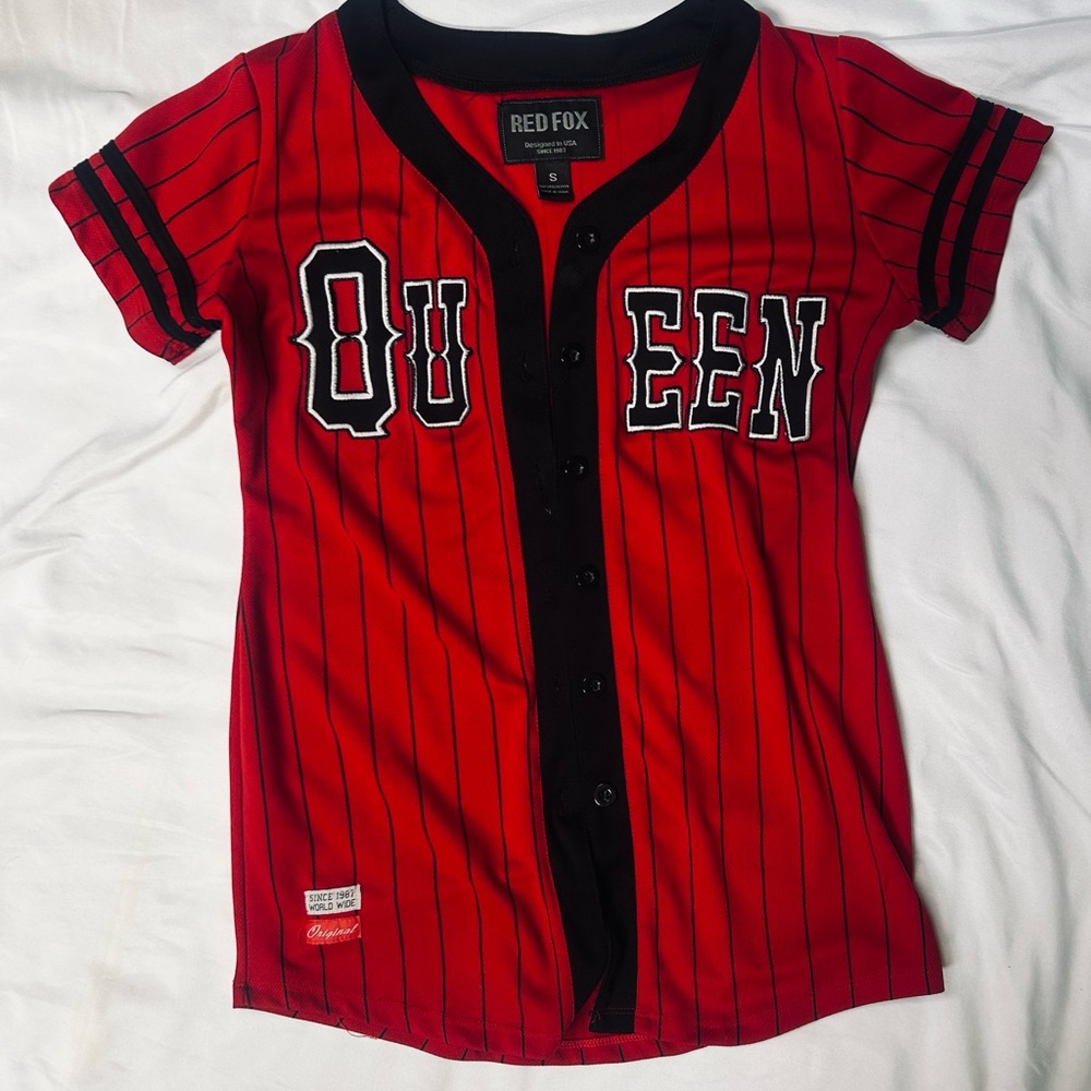 Red Fox Ladies Jersey style embroidered Queen Red Shirt